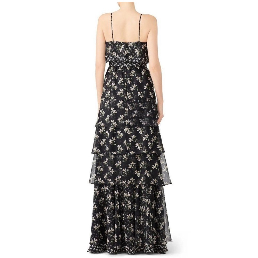 NWT Jill Stuart Kiera floral ruffle tiered gown maxi dress black formal boho - Picture 7 of 12